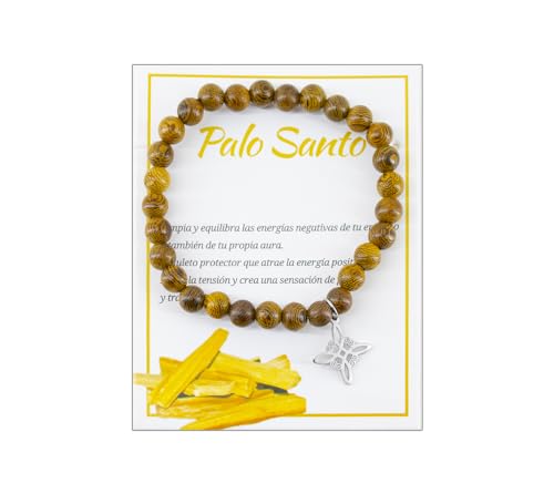 Only faith Pulsera de Palo Santo con Cuentas de Madera y Colgante Amuleto de protección Nudo de bruja, Equilibra Energías Negativas (Nudo de Bruja Celta)