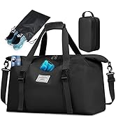 RAINSMORE Sporttas voor mannen en vrouwen, 40 l, 55 l, reistas met schoenenvak en natte tas, weekendtas voor sportschool, zwemmen, yoga, zwart, Grijs, 55L