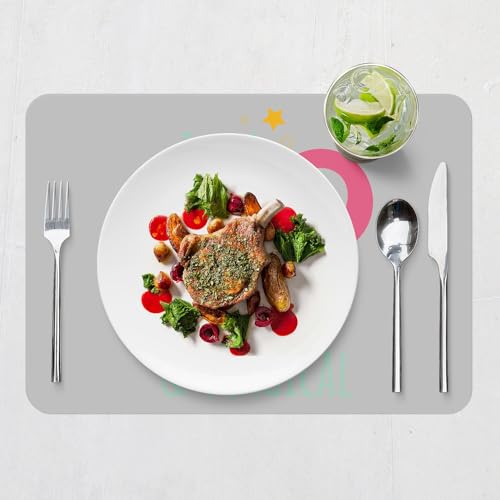 Napperons gris licorne pour table enfant faciles à nettoyer