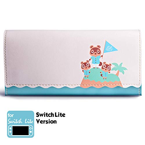 Funlab Ultra Delgado Funda de Transporte para Nintendo Switch Lite, Bolsa de Cuero Portátil con Cartuchos de Juego Estuche(Versión de la Isla)