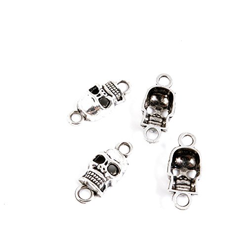 40 Pieces Antique Silver Tone Jewelry Making Charms P2FX5 Skull