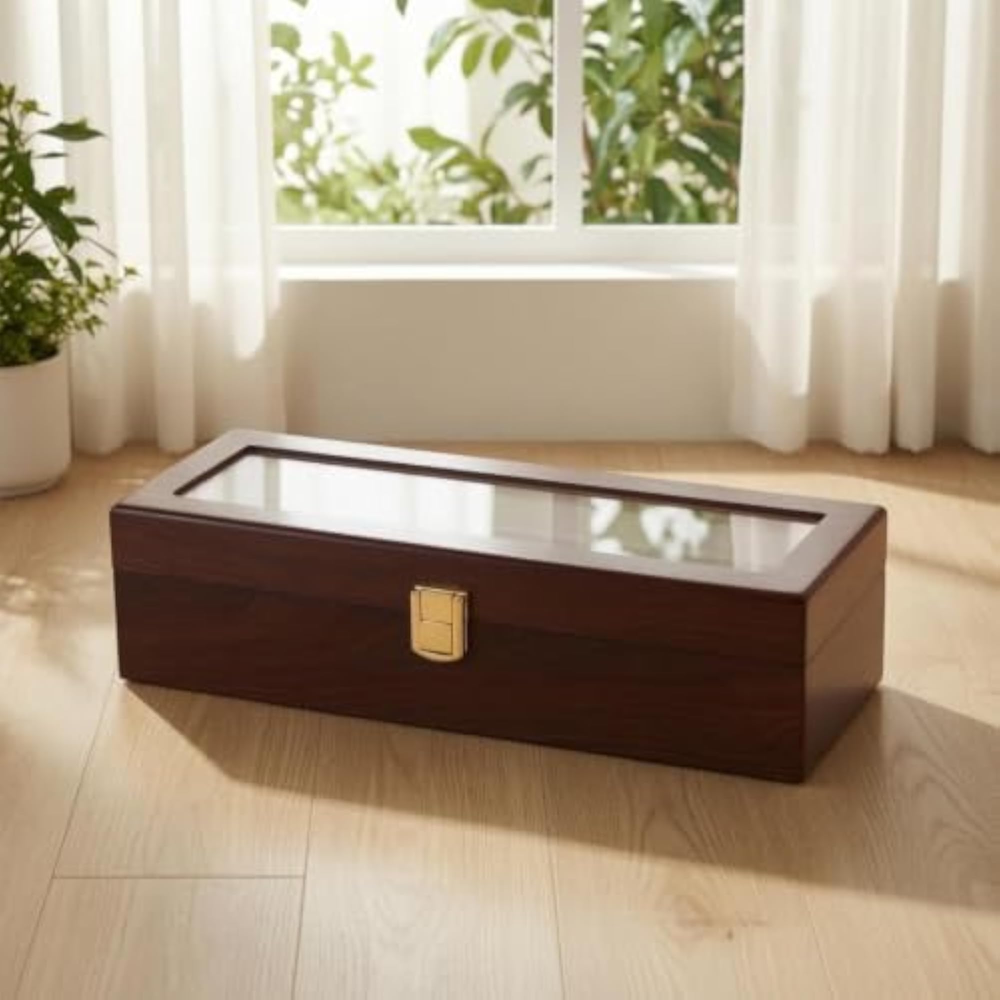 Wooden Watch Storage Box for Collectors, Clear Design