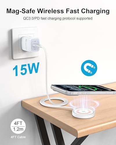 Magnetic Wireless Magsafe Charger for iPhone, Charging Pad for iPhone 17/16/15/14/13/12 Series & AirPods Pro 4/3, 15W Magnetic Wireless Charger for USB-C/A Ports, Fast Wireless Charging Pad for Apple - Image 6