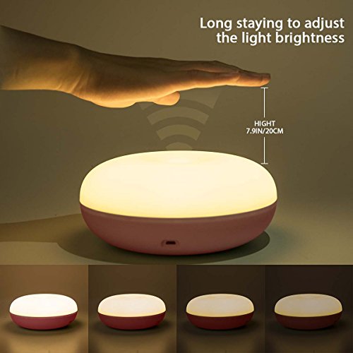 Baby Nursery Bedside Lamps, Poome Baby Kids Night Light, Safe Material ABS Night Lights for Kids, Eye-Caring Baby Nursery Lamps, Adjustable Brightness and Warm Light, Rechargeable （Pink)