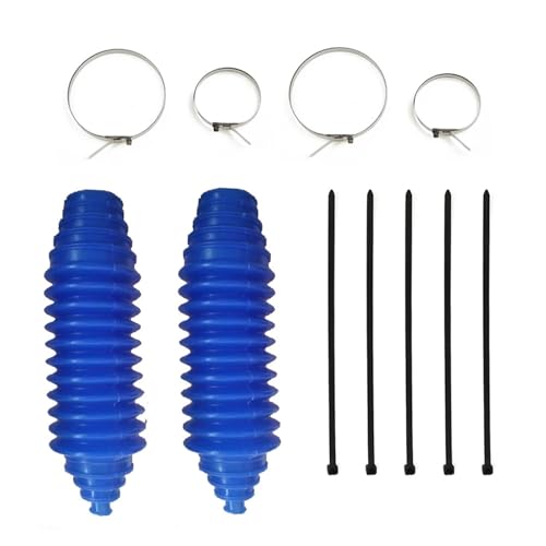 2 ensembles universels de soufflets de crémaillère de direction en silicone bleu + colliers de serrage + kit de fixation pour pièces automobiles Soufflet De Cardan