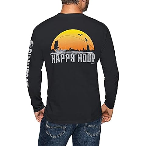 GIMMEDAT Happy Hour Bass Long Sleeve Outdoor Fishing Men's and Women's Shirt Gift Fun Dark Grey Cover