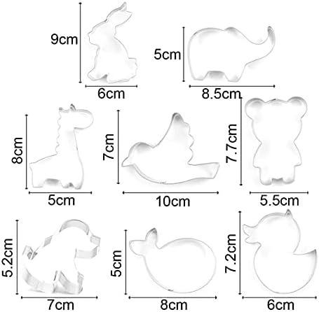 8 Pcs Cartoon Animal Cookie Cutters Stainless Steel Fondant Molds DIY Baking Pastry Cutters for Pastry, Bread, Sandwich, Biscuit