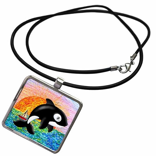 3dRose Kids Stuff - Killer Whale - Necklace With Rectangle Pendant (ncl_5729)