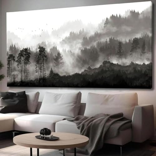 Toile minimaliste montagne pour habiller un grand mur vide de salon