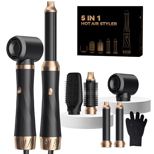 Image of Hair Dryer Brush 5 in 1, Blow Dryer Brush Set with Air Curler Wrap Hair Styler, Negative Ionic Blow Dry Brush, Detachable Hair Tool for Curling, Volumizer,Straightener,Drying