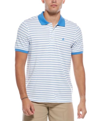 Brooks Brothers Mens Slim Fit Mesh Pique Contrast Collar Striped Polo Shirt,