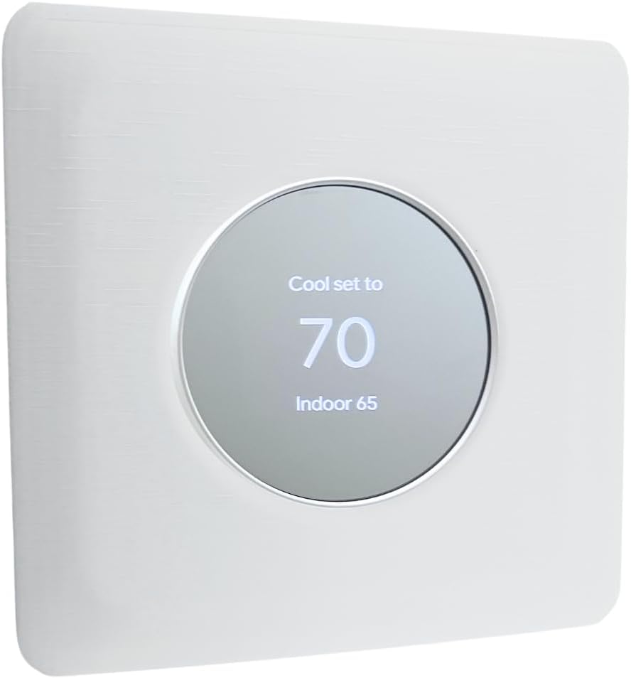 Snow White Square Wall Plate for Google Nest Thermostat 2020 Version Texture Trim Piece