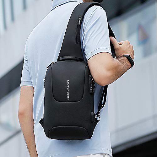 Domary TSA Lock Crossbody Masculino Bolsa Impermeável USBCarregamento de Baú Bolsa Mensageiro de Via