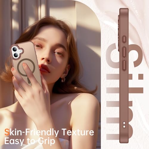 Image of YINLAI for iPhone 17 Case 6.3-inch,Magnetic Compatible with MagSafe, Slim Matte Anti-Fingerprint, Shockproof Full Body Military Grade Protection for iPhone 17 Cover, Brown