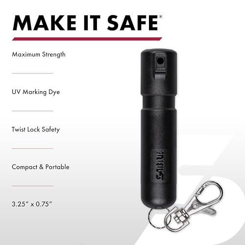 SABRE Mighty Discreet Pepper Spray with Snap-Clip Keychain for Easy Carry, 2X Longer Distance vs Competitors– Up to 12 ft, Compact Discreet Design, UV Marking Dye, Police Strength OC Spray, 0.18 fl oz - Image 3