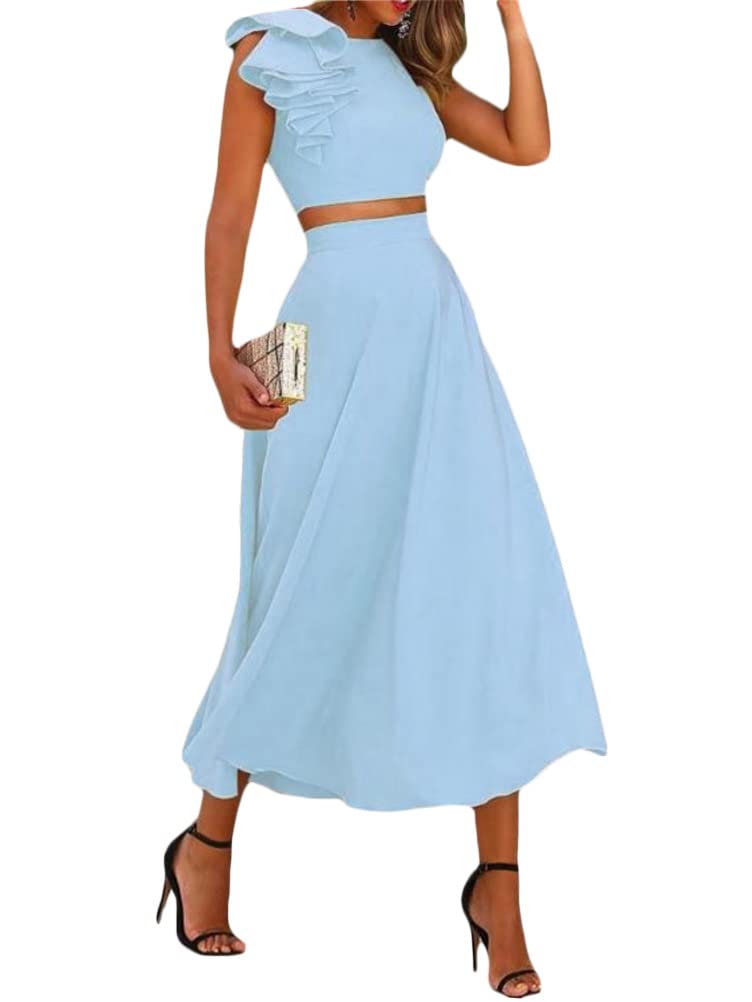 Onsoyours Mujer Vintage 2 Piezas Tank Top con Falda de Verano Boho Elegante Falda Larga Maxi Falda Bohemia hasta el Suelo Playa