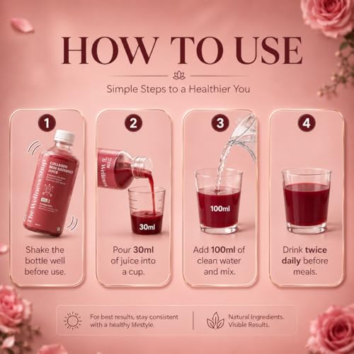 Image of The Wellness Shop Collagen Skin Radiance Juice 500ml x 2 | Natural Ayurvedic Supplement for Skin Glow and Healthy Hair | Sea Buckthorn Moringa Herbal Drink | Daily Beauty Wellness Juice for Men Women