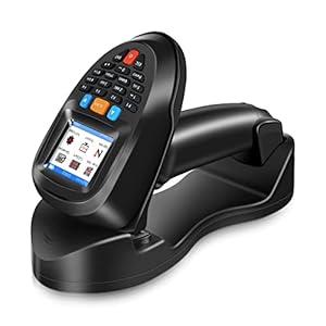 JRHC Wireless Inventory Scanner, 2D Barcode Scanner with Charging Base 1D&PDF417 Barcode Reader Data Collector USB Handheld Bar Code Scanner with 2.2 inch LCD Screen