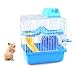 Naroote Hamster Cage, 2 Tiers Large Hamster Cages - Ideal Habitat for Smaller Animals Gerbils, Spacious, Portable, High Chassis Design Hamster Mice Travel Cage for Exploration and Play (Blue)