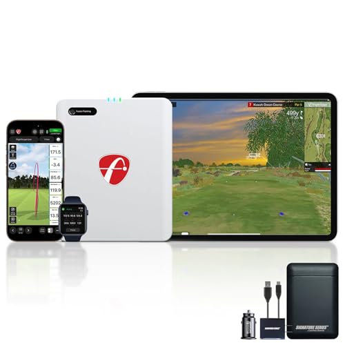 FlightScope Mevo Gen2 Portable Golf Launch Monitor and Simulator | 18 Swing Data Parameters, 8 E6 Simulation Courses, GPS Overview and Shot Tracer | Indoor and Outdoor, Signature Series Power Bundle