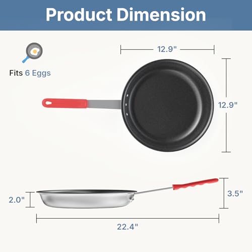 DUMOS 12 Inch Nonstick Frying Pan, Heavy-Gauge Aluminum Skillet, Red Handle by DUMOS - Used condition - Image 6