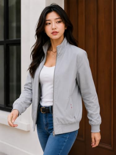 Image of Women's Regular Fit Jacket For Casual Wear || Full Zip Mock Neck Casual Jacket | Full Sleeve Oversized Stylish Jacket For Women ||Regular Fit Zip-Up Casual jacket | bomber jacket for women
