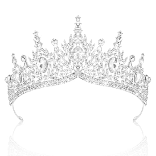 CIEHER Baroque Queen Crown for Women,Rhinestone Wedding Tiaras and Crowns Crystal Vintage Princess Crown Headband Birthday Tiara (Style 2 - Silver 2)