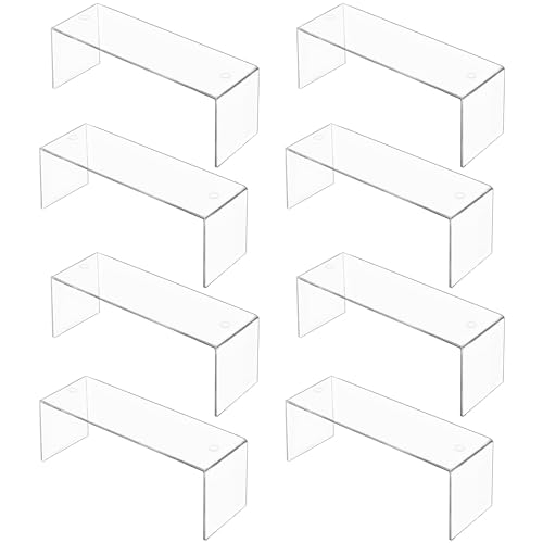 Aminigram 8 Pack Large Acrylic Risers Display Stands Perfume Organizer Stand Clear Acrylic Shelf for Show Display Toys Cupcake Dorm Classroom Livingroom Decor and More(12.4 x 4 x 4.6 inches)