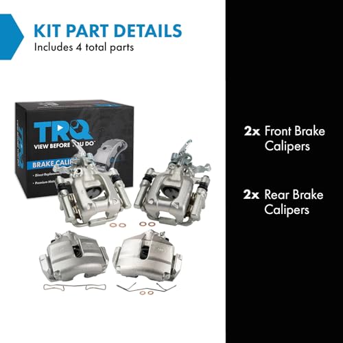 Image of TRQ Front and Rear Brake Caliper Set Zinc Coated Brackets Hardware Compatible with 2012-2013 Volkswagen Beetle 2010-2014 Golf GTI Jetta