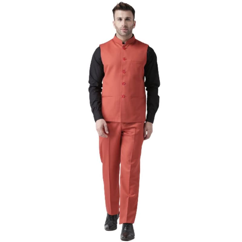 Image of hangup Men's Synthetic Notch Lapel Suit (2BasketTR Rust 38