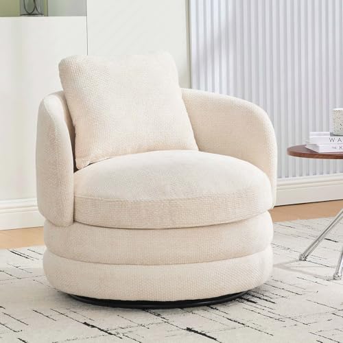 Sillón Giratorio Pequeño Chenille Beige
