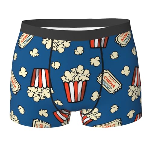 Dpcafnu Popcorn And Movie Tickets Men'S Breathable Boxer Shorts With Elastic Waistbandsmall Black