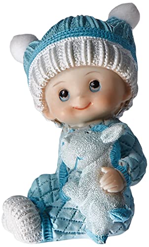 Mopec Figurine gâteau bébé pour baptême, Bleu, 10 cm
