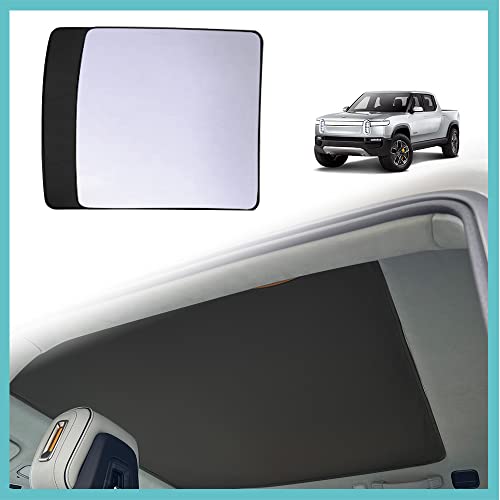 BestEvMod for Rivian R1T Foldable Roof Sunshade 2 Layer Accessories,Sunroof Reflective Covers Blocks Glare Blocks UV Rays Heat & Sun Protection Compatible with Rivian R1T 2022-2026 Accessories (Black)