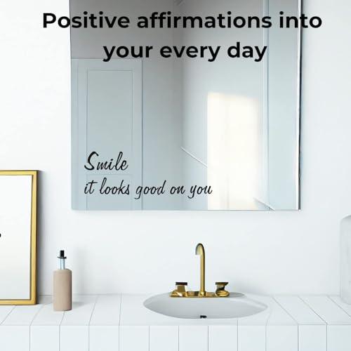 Image of Smile 'Looks Good on You' Mirror Decal, Positive Vinyl Decal for Kids & Teens' Bathroom