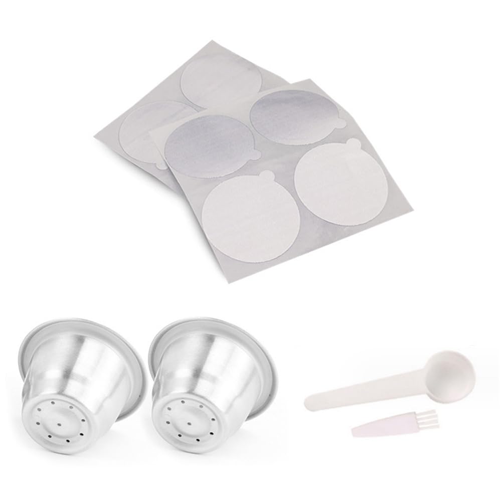 CTRLZS Reusable Espresso Capsules, Stainless Steel Refillable Espresso Pods with Aluminum Foils Easy Install