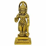 Idol Divine Lord Hanuman – Dispose d'une statue en laiton magnifiquement conçue du Seigneur Hanuman tenant une gada (masse), symbolisant la force, la dévotion et la protection.