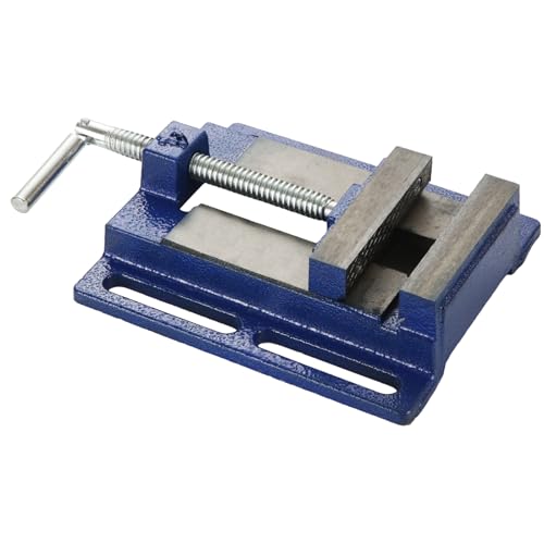 EATHEATY Drill Press Vise - 4 Inch Jaw Width Heavy Duty Bench Vise - Portable Slotted Base Bench Clamp for Drilling Crafting Woodworking Machinery Modeling Milling
