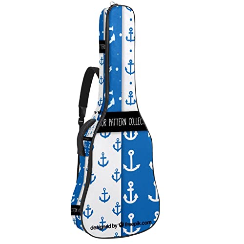 Housse de guitare en tissu Oxford imperméable avec bandoulière réglable Motif ancres bleues et blanches - Les Beatles, Paul McCartney, John Lennon, RIngo Starr, George Harrison Housse de guitare en tissu Oxford imperméable avec bandoulière réglable Motif ancres bleues et blanches