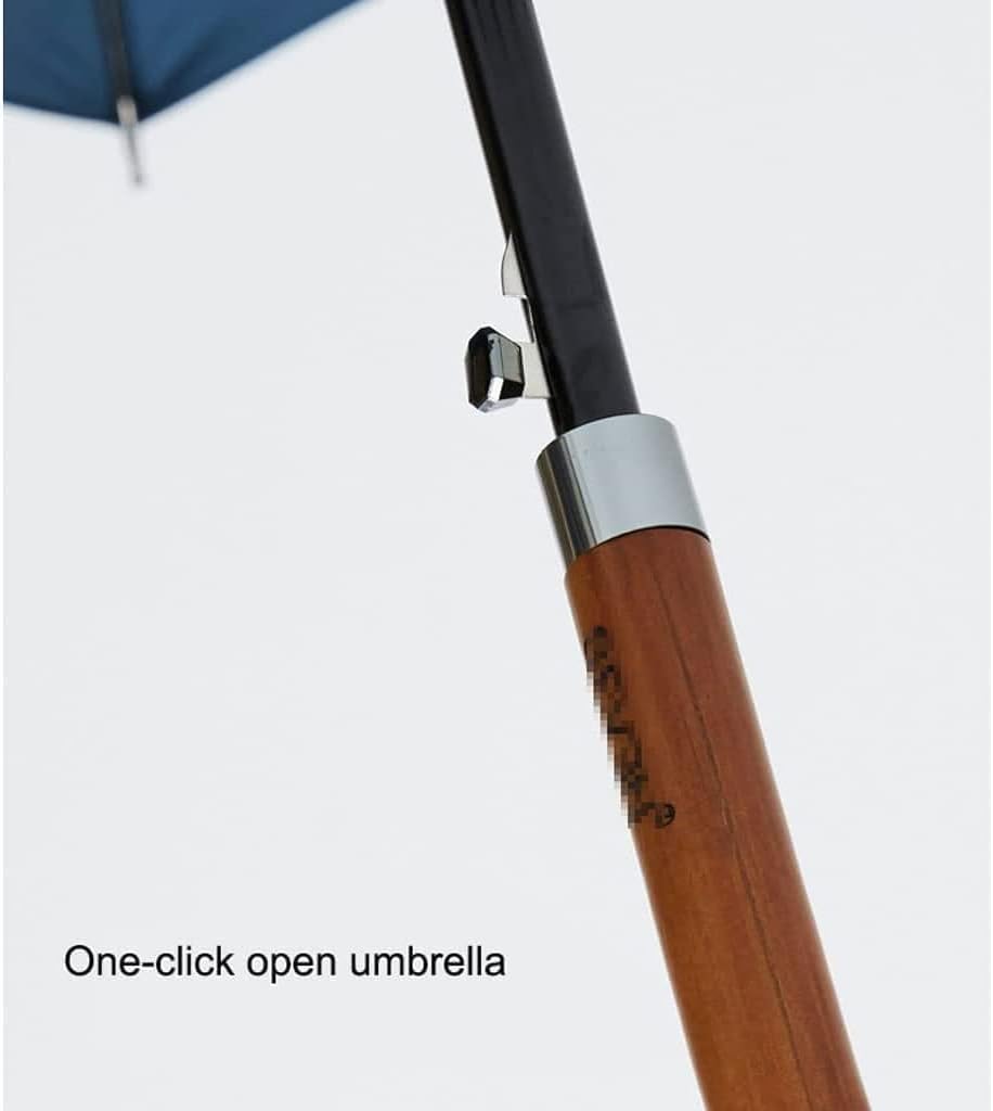 Umbrella Britain Retro Golf Umbrella Windproof Large Stick Umbrella Portable Solid Wood Hook Handle J Cane Umbrella for Rain and Sun Umbrella (Color : Khaki, Size : 95)