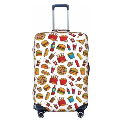 Hot Dog Pizza Luggage Cover Protector Anti-Scratch Washable Fits 18-32 Inch Luggage-Small