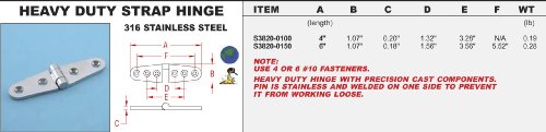 316 Stainless Strap Hinge 4" (Heavy Duty) (S3820-0100)