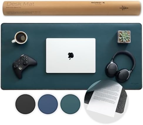 Nordik Felt and Leather Desk Mat Non-Slip - Green - 35 X 17 Inch ...