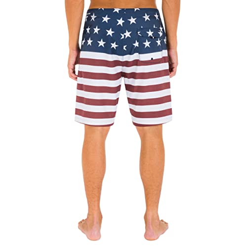 Hurley Men's Printed 20" Stretch Board Shorts, True Red, 33IN2