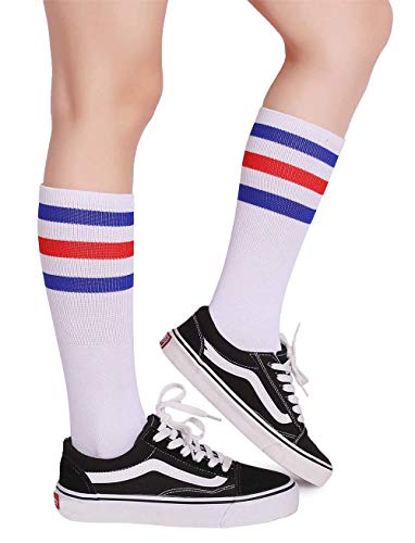 Pareberry Classic Triple Stripes Soft Cotton On the Calf Retro White Tube Socks3
