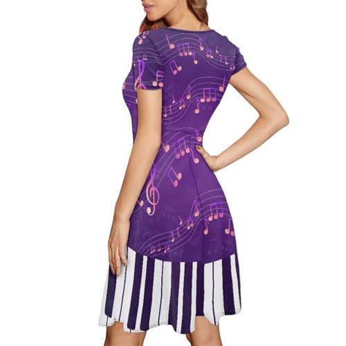 Image of POLERO Sunflower Dress for Women Floral Summer Dresses Short Sleeve Casual Sundresses Midi Dresses
