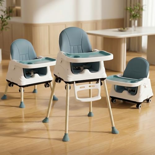 Image of StarAndDaisy High Chair for Baby /Baby Feeding Chair for 0 to 5 Years with 4 in-1 Multifunctions /High Chair with Height Adjustable,Wheels, Detachable Tray & 3-Point Safety Belt. (Blue)