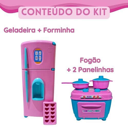 Kit Cozinha Infantil Completo Geladeira Fogão Comidas Eletrodomésticos 32pcs