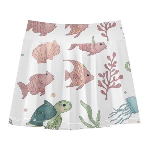 Cute Sea Turtles Kids Tennis Skirts Purple Athletic Shorts Girls Skorts Girl Skort 4t