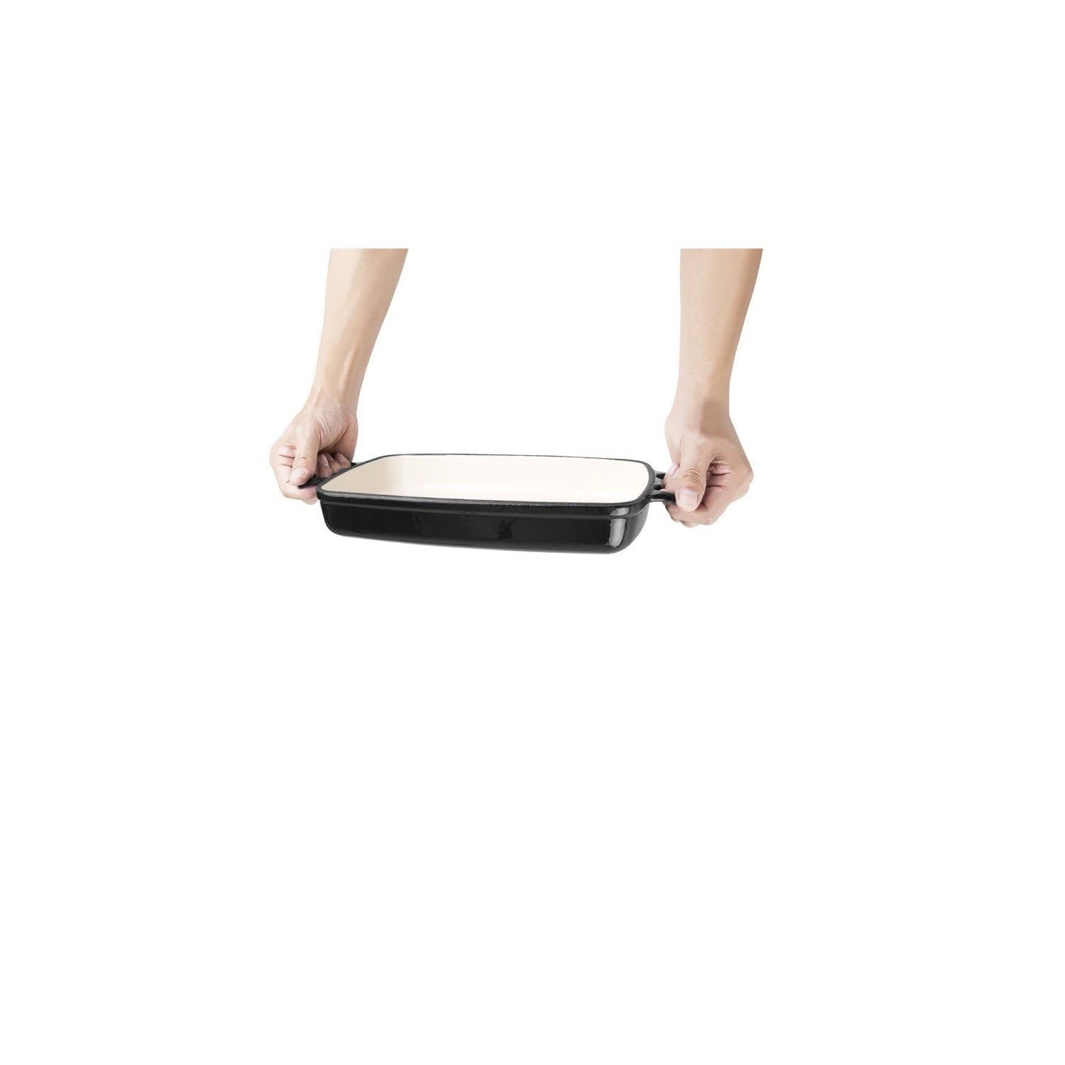 Vogue rechteckige Gusseisenschale 1,8 Liter, schwarz, Größe: 40 (H) x 370 (B) x 217 (T) mm, emaillierter Boden, antihaftbeschichtet, wenn eingebrannt, Induktionskompatibel, GH323